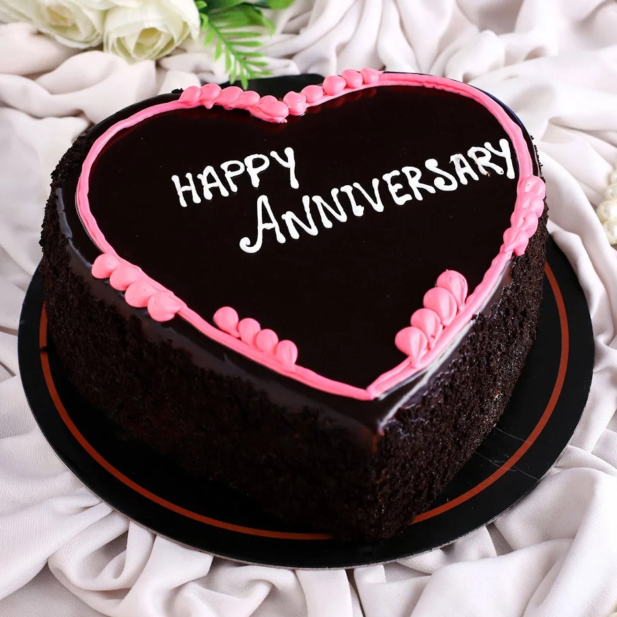 Happy Anniversary Heart Shaped Cake image