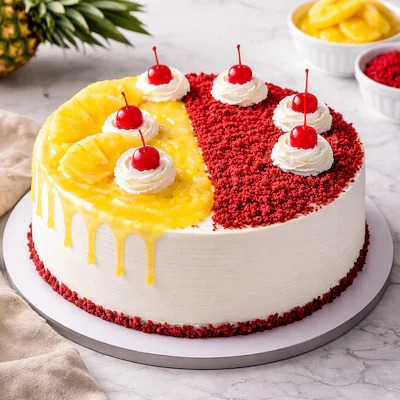 Red Velvety Pineapple Cake image