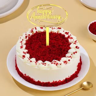Crumbled Red Velvet Anniversary Cake image